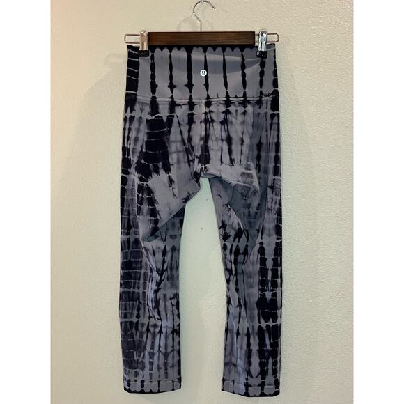 LULULEMON Wunder Under Crop HR 6 Shibori Magnet Grey Black Night - Picture 1 of 6